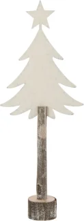 J-Line kerstboom met ster - ijzer/hout - wit - large