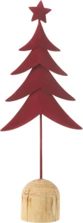 J-Line kerstboom op voet met ster - metaal/hout - rood - small