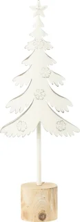 J-Line kerstboom op voet + ster - metaal - hout - wit - small