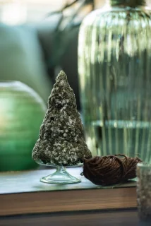 J-Line kerstboom paillettensuiker glas donkergroen medium