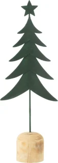 J-Line kerstboom + ster van metaal/hout, donkergroen, large