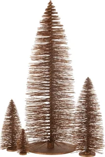 J-Line kerstboomdecoratie glitter hout bruin extra large