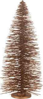 J-Line kerstboomdecoratie glitter hout bruin large