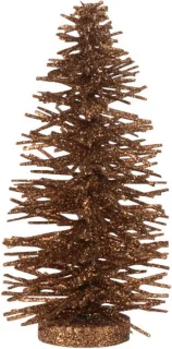 J-Line kerstboomdecoratie glitter hout bruin small