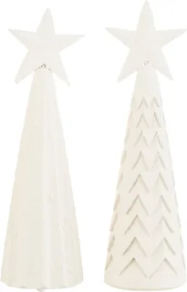 J-Line kerstboomdecoratie hout wit large 2 stuks