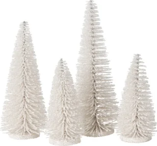 J-Line kerstboomdecoratie kunststof wit, set van 4