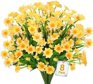 JeiibrZui Levensechte Kunstbloemen - Set van 8, Geel