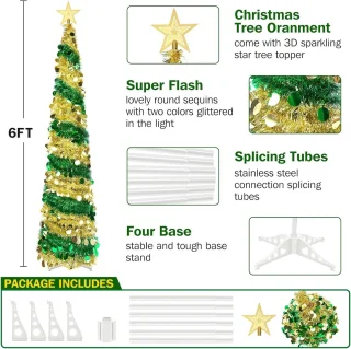JGS Premium Kunstmatige Kerstboom 1.8m Goudgroen