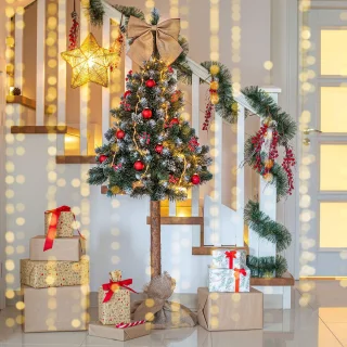 KADAX Kunstkerstboom op stam 160 cm met standaard