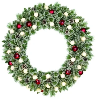 Kaprun kunstkerstkrans groen met rode accenten