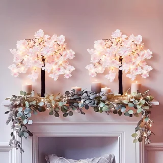 Kersenbloesemboom 61 cm - Kunstbloesem tafeldecoratie (set van 2)