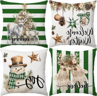Kerst kussenhoezen set van 4