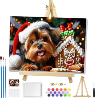 Kerst Schilderen op Nummer Olieverf Kit 20x20 cm voor Volwassenen