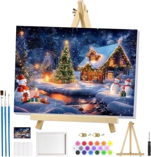 Kerst Schilderen op Nummer - Olieverf kit 20x30 cm