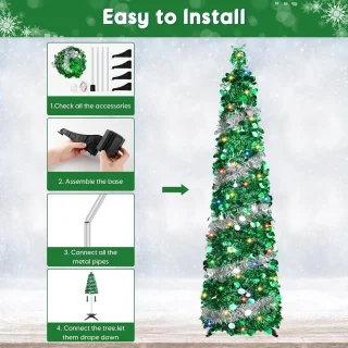 Kerstboom 150 cm PVC Groen/Zilver
