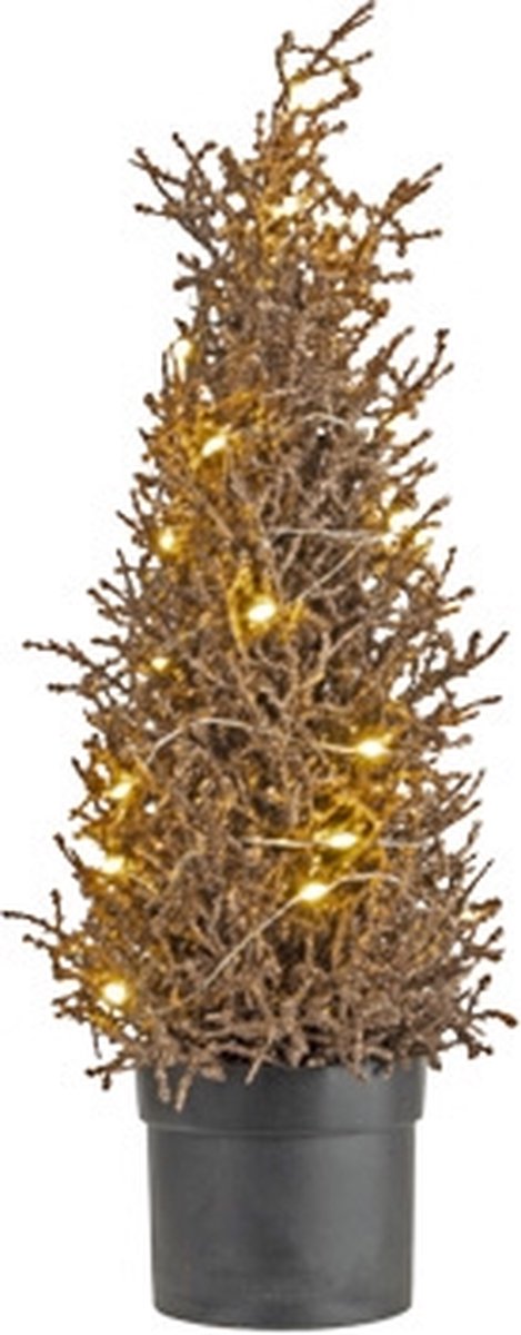 Kerstboom 25 LED glitter koper 15x15x43 cm kunststof