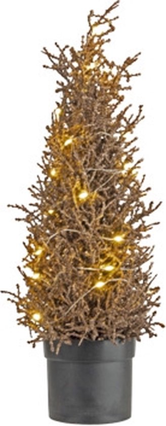 Kerstboom 25 LED glitter koper 15x15x43 cm kunststof
