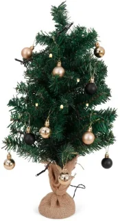 Kerstboom 52x36 cm met verlichting en kerstballen