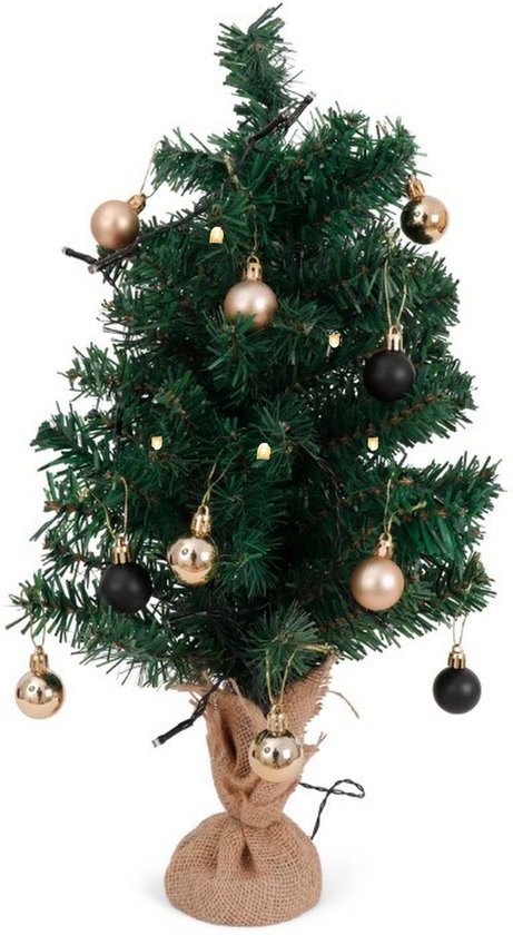 Kerstboom 52x36 cm met verlichting en kerstballen