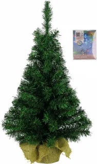 Kerstboom 60 cm in jute zak