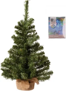 Kerstboom 60 cm in jute zak