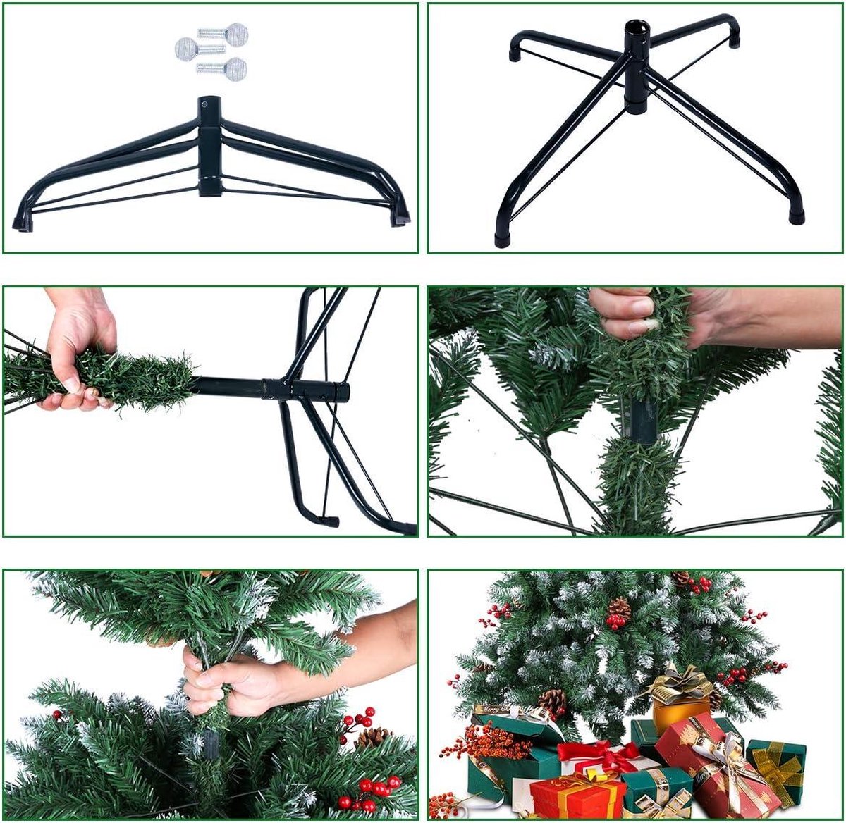Kerstboom 6ft kunst met dennenappels en rode bessen