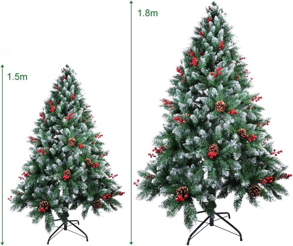 Kerstboom 6ft kunst met dennenappels en rode bessen