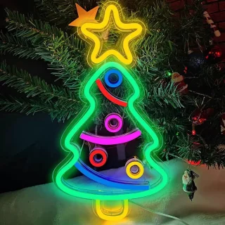 Kerstboom acryl LED neonreclame 40 x 22 cm