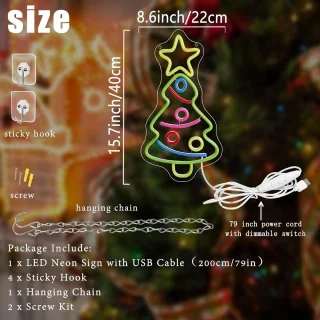 Kerstboom acryl LED neonreclame 40 x 22 cm