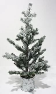 Kerstboom besneeuwd Ø32x66cm in metalen pot