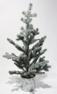 Kerstboom besneeuwd Ø32x66cm in metalen pot