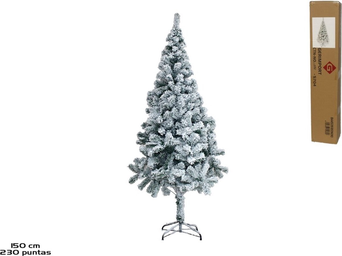 De Kerstboom Dennenboom Kunst 150cm Sneeuw met standaard in één oogopslag