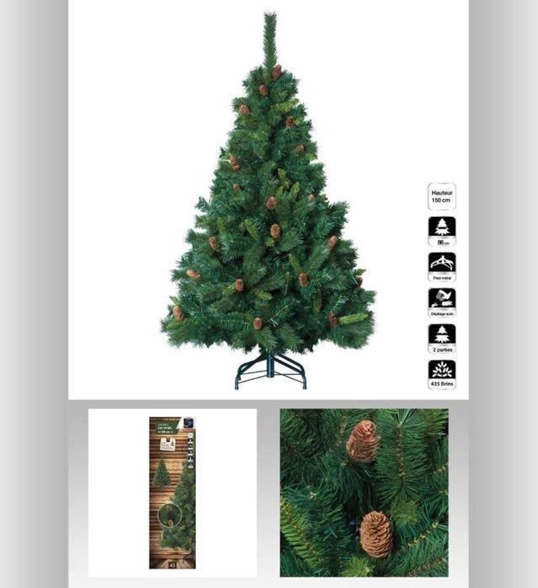 Kerstboom Donkergroen 150 cm met standaard
