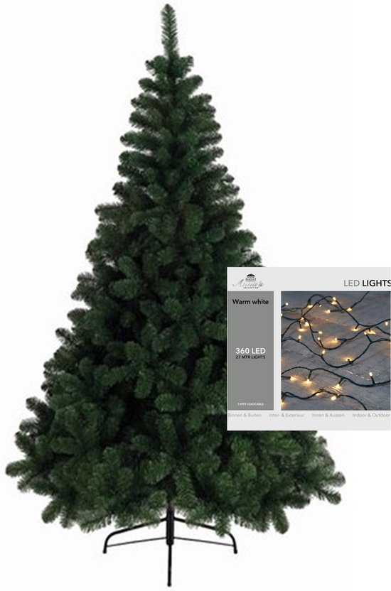 Kerstboom H210 cm met kerstverlichting warm wit 360 LEDs
