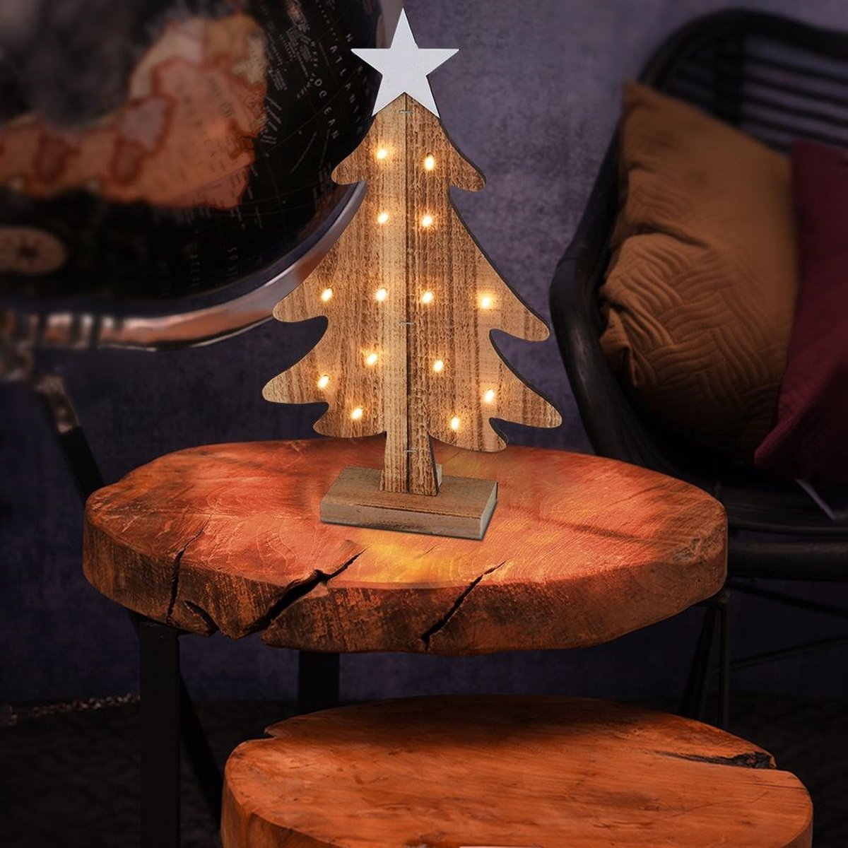 Kerstboom Houten LED 37,5 cm
