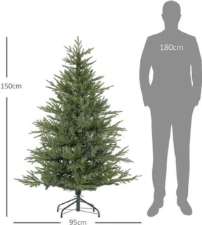 Kerstboom – Kunstkerstboom – Kunstboom – Decoratieve Kerstboom – Dennenboom – 150 cm Hoogte – Vlamvertragend Metalen Standaard