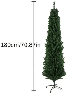 Kerstboom – Kunstkerstboom – Nepboom – Pencil Kerstboom – Smalle Kerstboom – 180 cm Hoog – 550 Realistische Tips