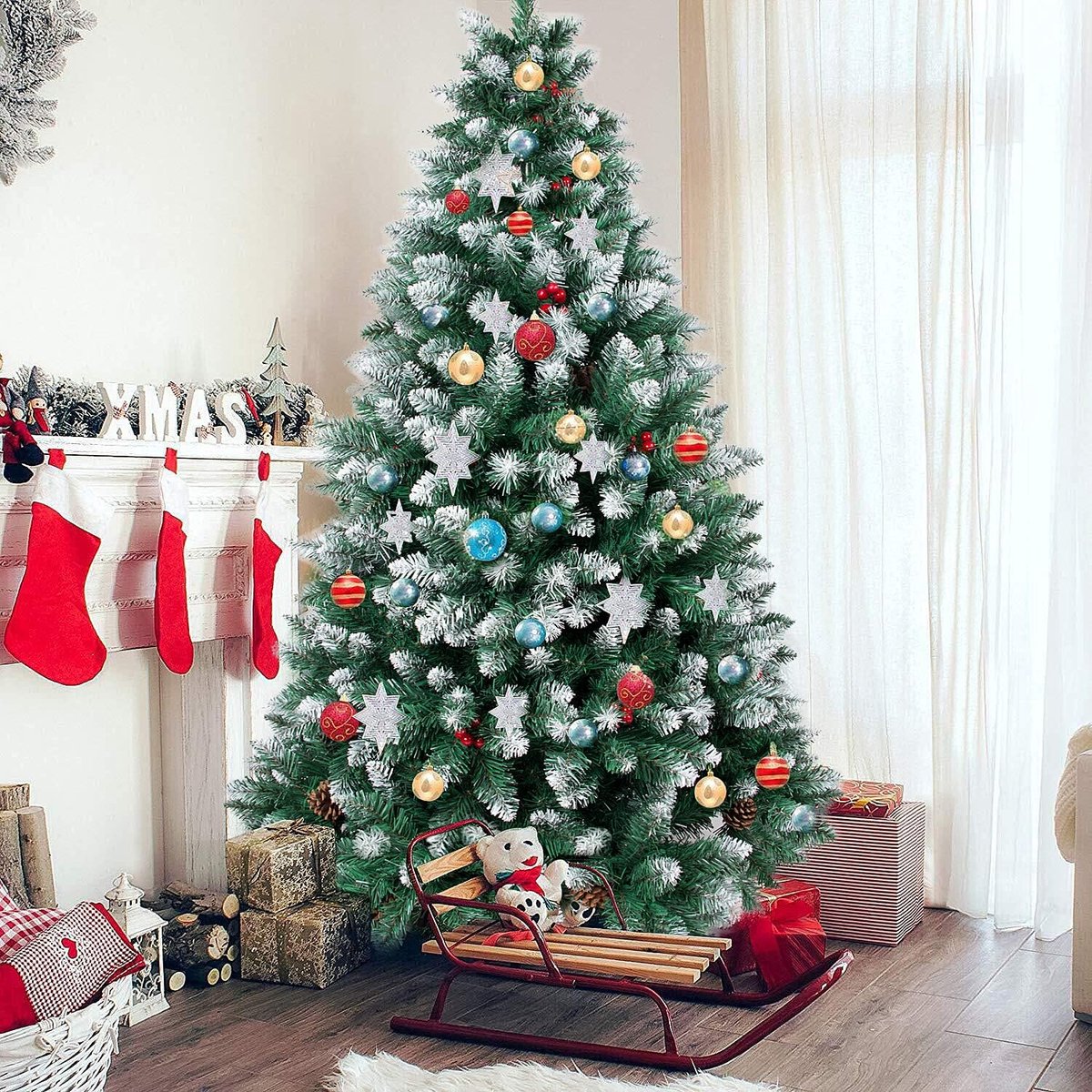 Kerstboom kunstspar 120-210 cm met dennenappels en bessen