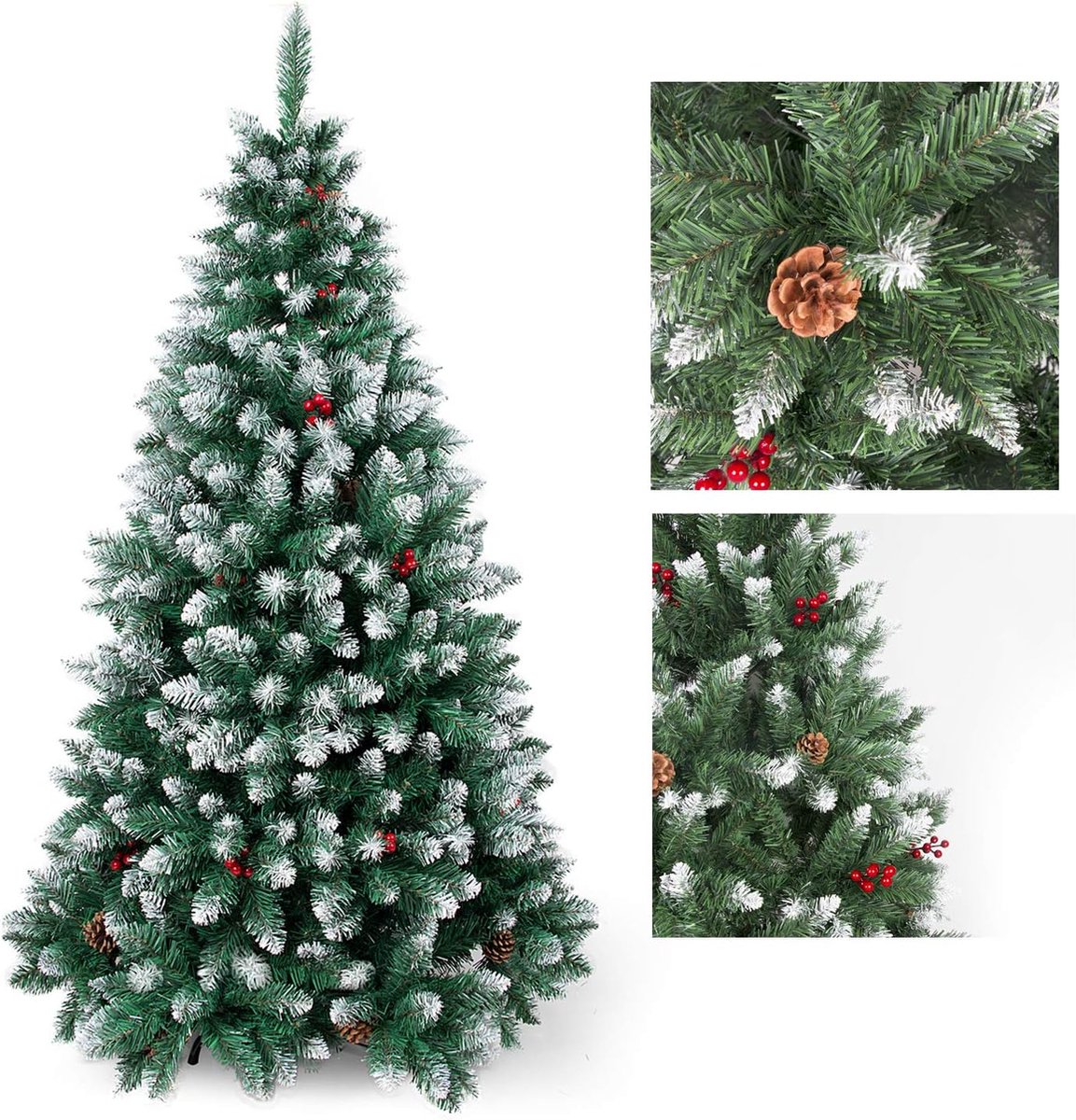 Kerstboom kunstspar 120-210 cm met dennenappels en bessen