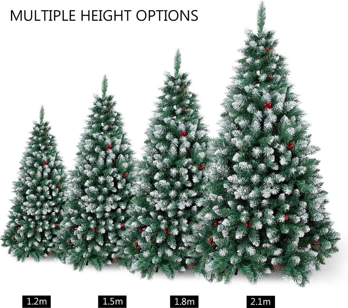 Kerstboom kunstspar 120-210 cm met dennenappels en bessen