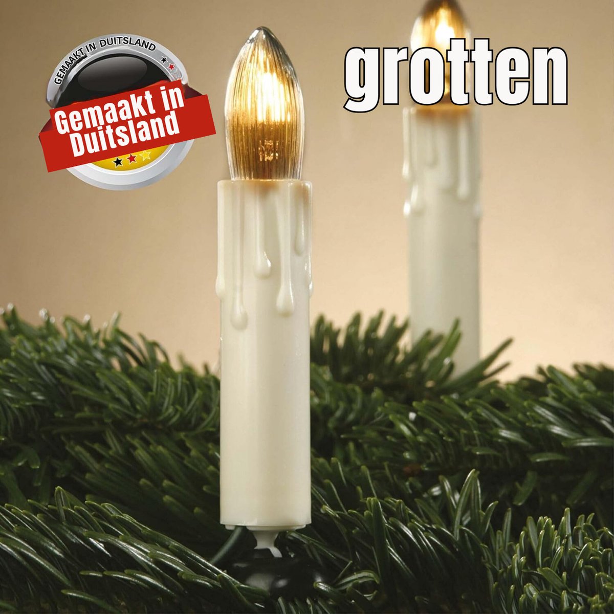 Kerstboom Lichtketting 15 Boomkaarsen 9.8m Made in Germany 430134
