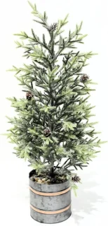 Kerstboom met dennenappels Ø25x60cm metalen pot