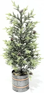 Kerstboom met dennenappels Ø25x60cm metalen pot