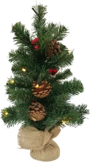 Kerstboom met dennentakjes en rode ballen