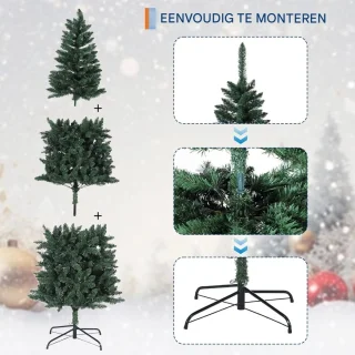 Kerstboom met dimbare dual-color led-verlichting 180 cm groen pvc met metalen standaard