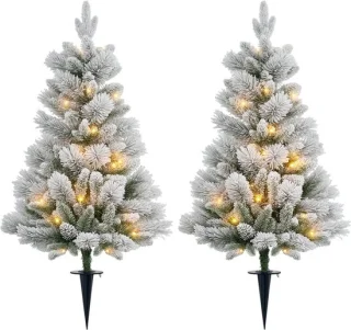 Kerstboom met LED-verlichting, set van 2, 107 cm