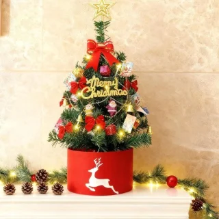 Kerstboom met LED-verlichting, ster en ornamenten - ServiceTopper