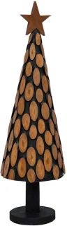 Kerstboom met standaard van massief teakhout, bruin, 149 cm