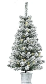 Kerstboom met verlichting 40 × 90 cm 60 LED 116 takpunten besneeuwde look groen