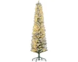 Kerstboom met verlichting Ø52 × 180 cm besneeuwde look groen